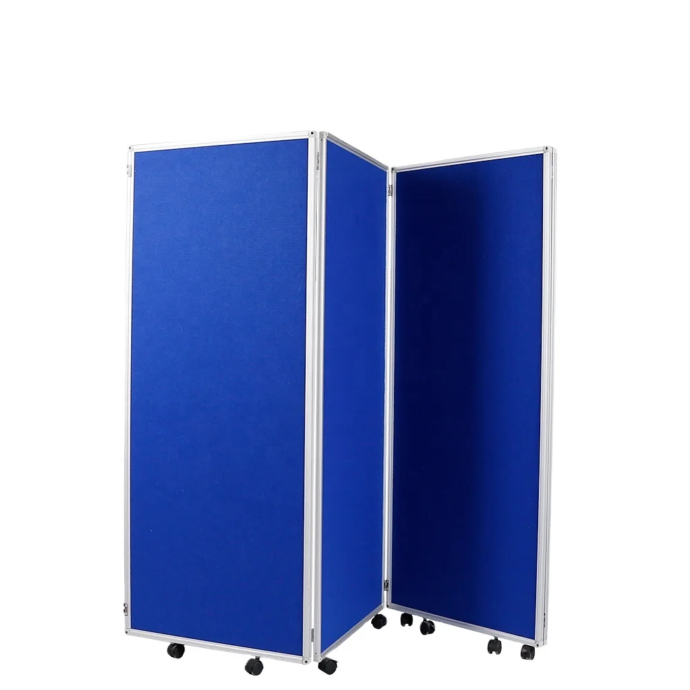 Partition wall,Four screens multi-color folding nail board, hanging cardboard, easy installation, with brake pulley