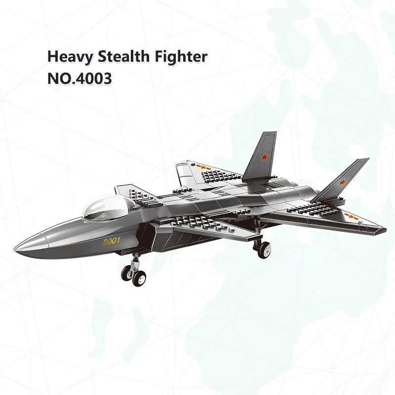 Military Series 4003 Heavy Stealth Fighter MOC Model 229pcs Parts Educational Assembly Building Block Bricks Toy Set for Kids