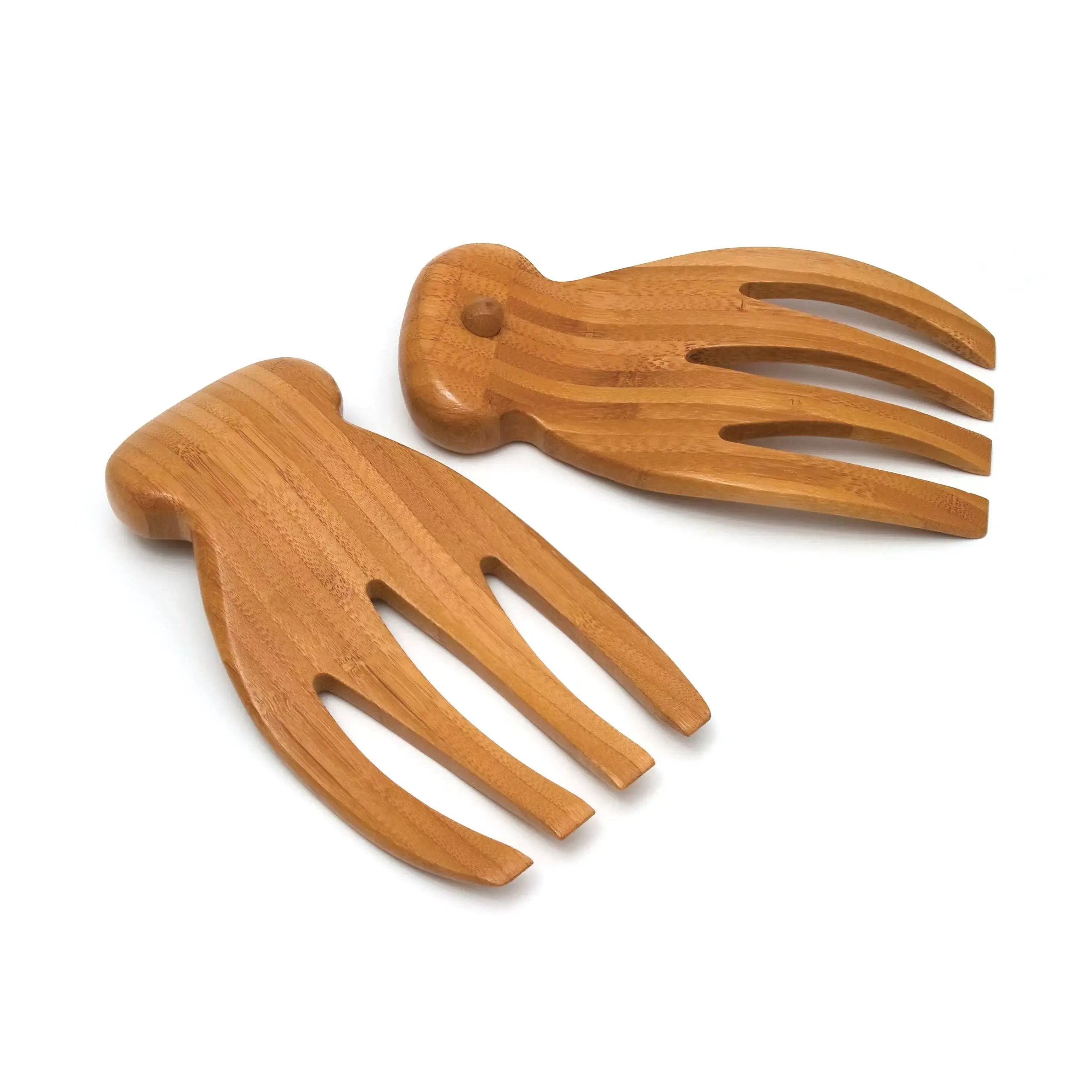 Factory Custom Acacia Wooden Salad Fork and Two-Spoon Set Natural Wood Serving Utensil for Salads