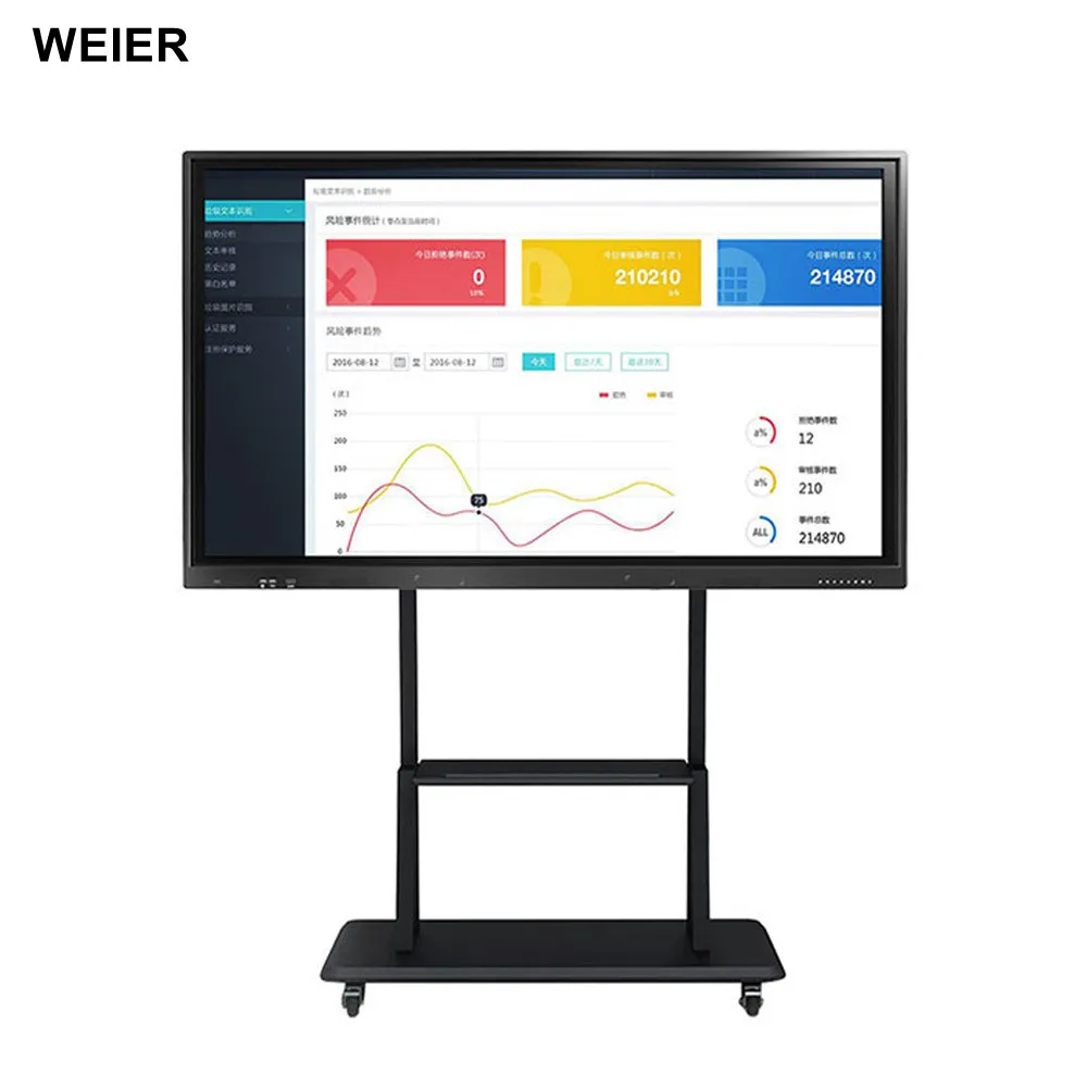 weier 55 inch multi touch screen smart board 4K LCD display interactive flat panel for meeting and teaching