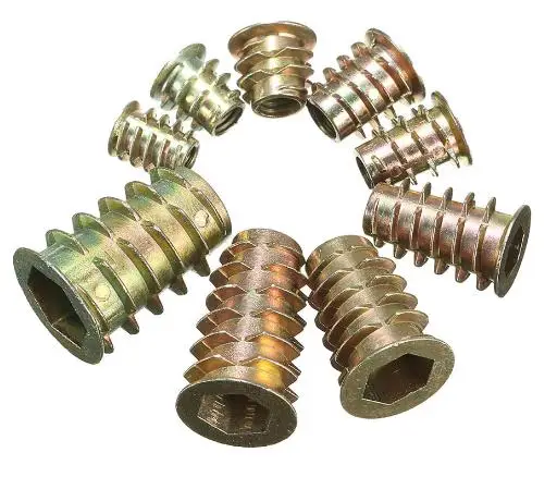Alloy zinc Hex socket m5 m6 m8 flange washer Furniture wood threaded  Threaded inserts nut