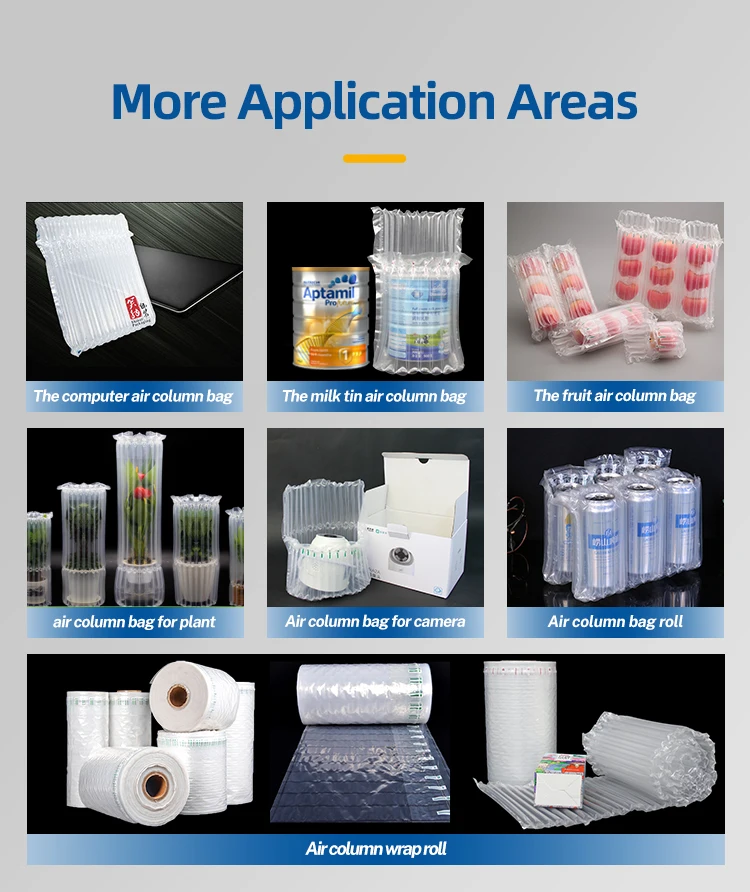 2022 New Customized Laptop Packaging Material Air Column Bag Protective Package Inflatable Wrap Pack Bubble Bag