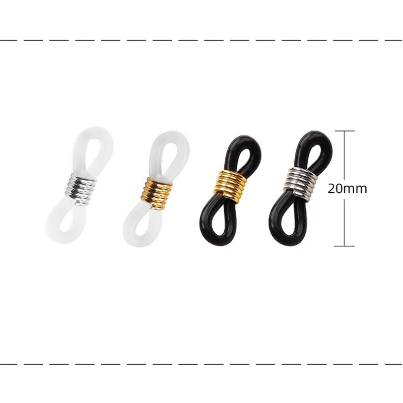 Anti-slip Rubber Retainer Connector Glass Eyeglass Chain Ends Holder Strap Spectacle Cord Loop Metal White Black Accessories DIY
