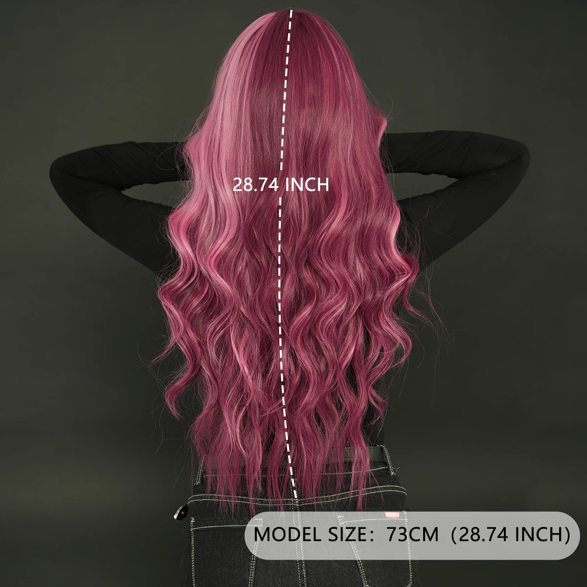 28 Inch Lace Front Purple and Pink Long Wavy Wigs for Women Heat Resistant Synthetic Hair Wig Curly HD Lace Wig Peluca Cosplay