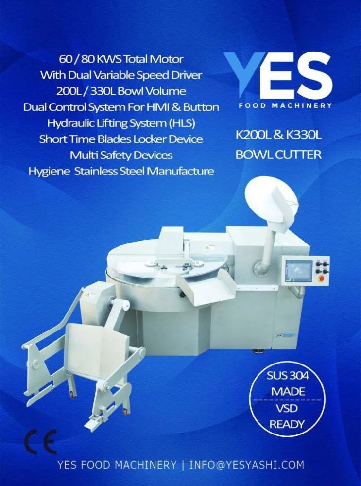 304 Stainless Steel Meat Bowl Cutter DVSD (Dual Variable Speed Driver) Meat Cutting Machine bowl cutter machine
