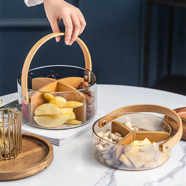 Glass fruit plate home living room happy ice bucket portable basket snacks dried fruit transparent fruit plate salad bowl