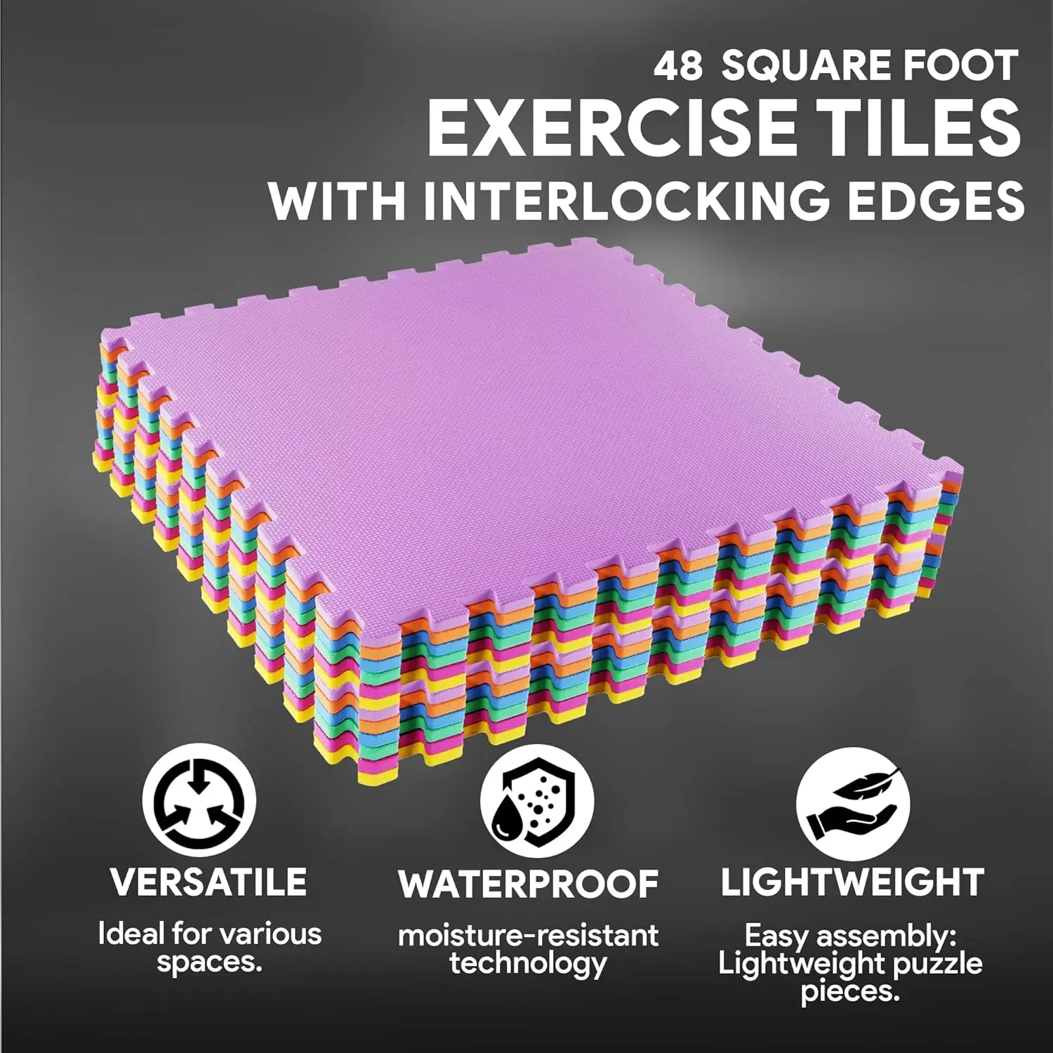 Wellshow Sport Fitness Puzzle Exercise Mat with EVA Foam Interlocking Tiles for Protective Flooring for Home Gym Equipment