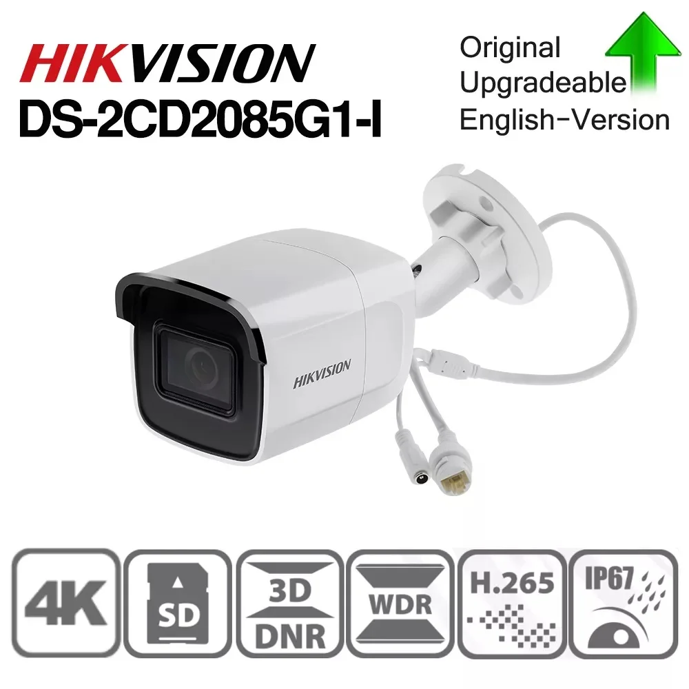 High quality 8MP H.265+ IP67 120 dB WDR powered-by-DarkFighter Fixed Mini Bullet Network Camera DS-2CD2085G1-I
