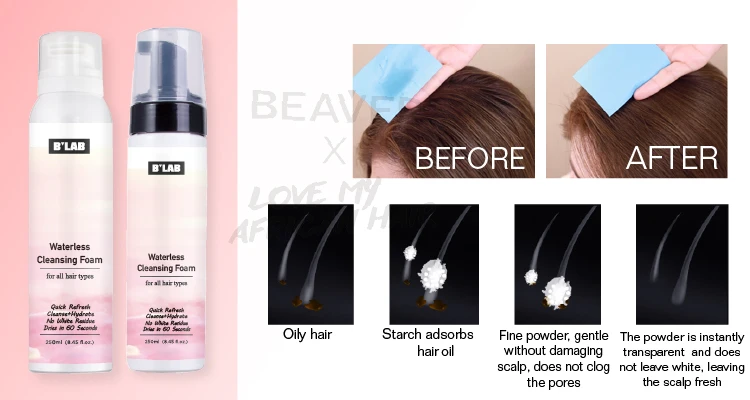 Private Label Waterless Cleansing Foam Cleanse and Smooth Dry Shampoo Mousse