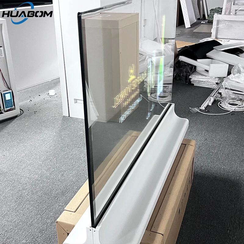 Заводской напольный прозрачный стеклянный светодиодный экран digital signage специальный дизайн экрана