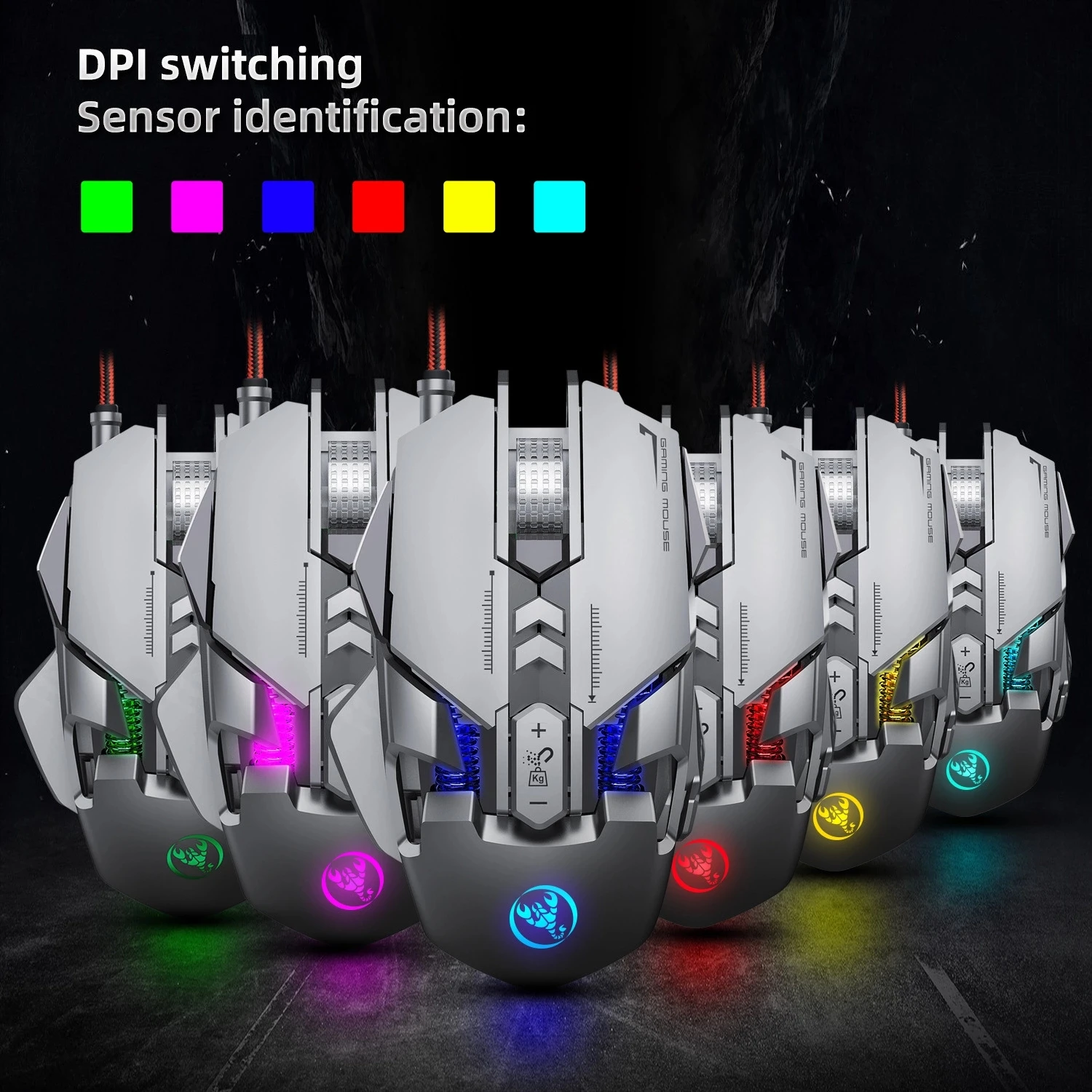 RGB Light Programmable 6400DPI 7 Buttons USB Mechanical Gaming Wired Mouse