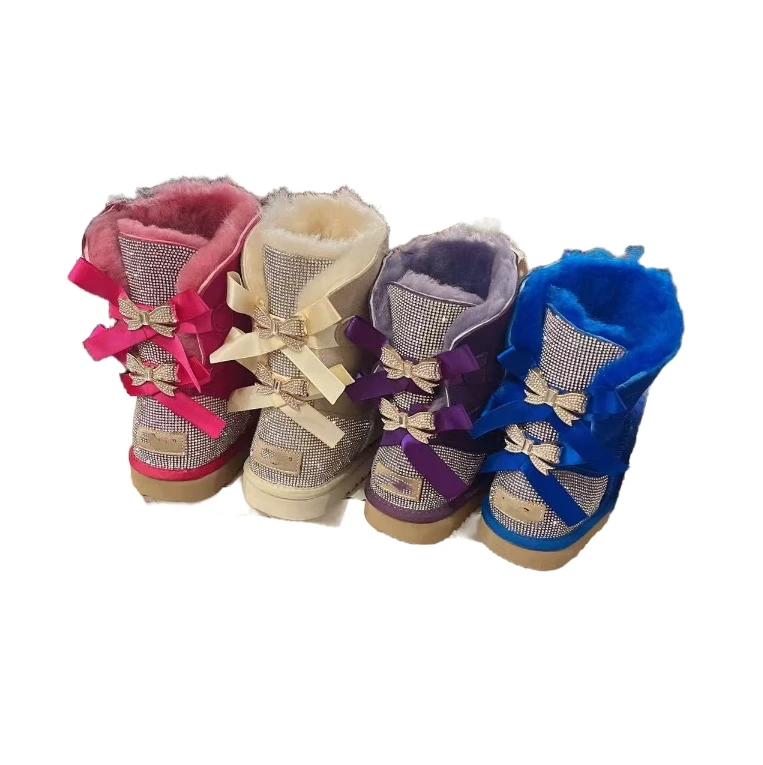 Wholesale Winter Thickening Fashion Ladies Kids Women Winter Snow Boots Warm Bling Bling Snow Boots 16 Colors
