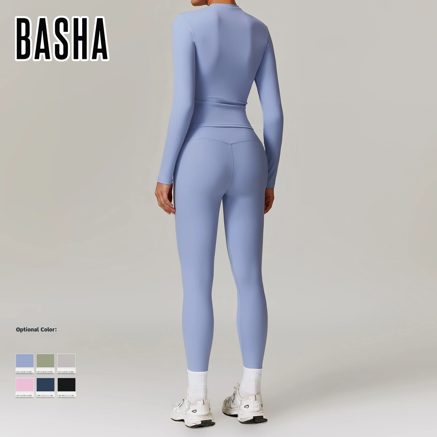 BASHAsports-TZ8924 Sports Casual Plus Fleece Set High Waist Wide Leg Warm Yoga Wear Women Slimming Long Sleeve Fitness Set