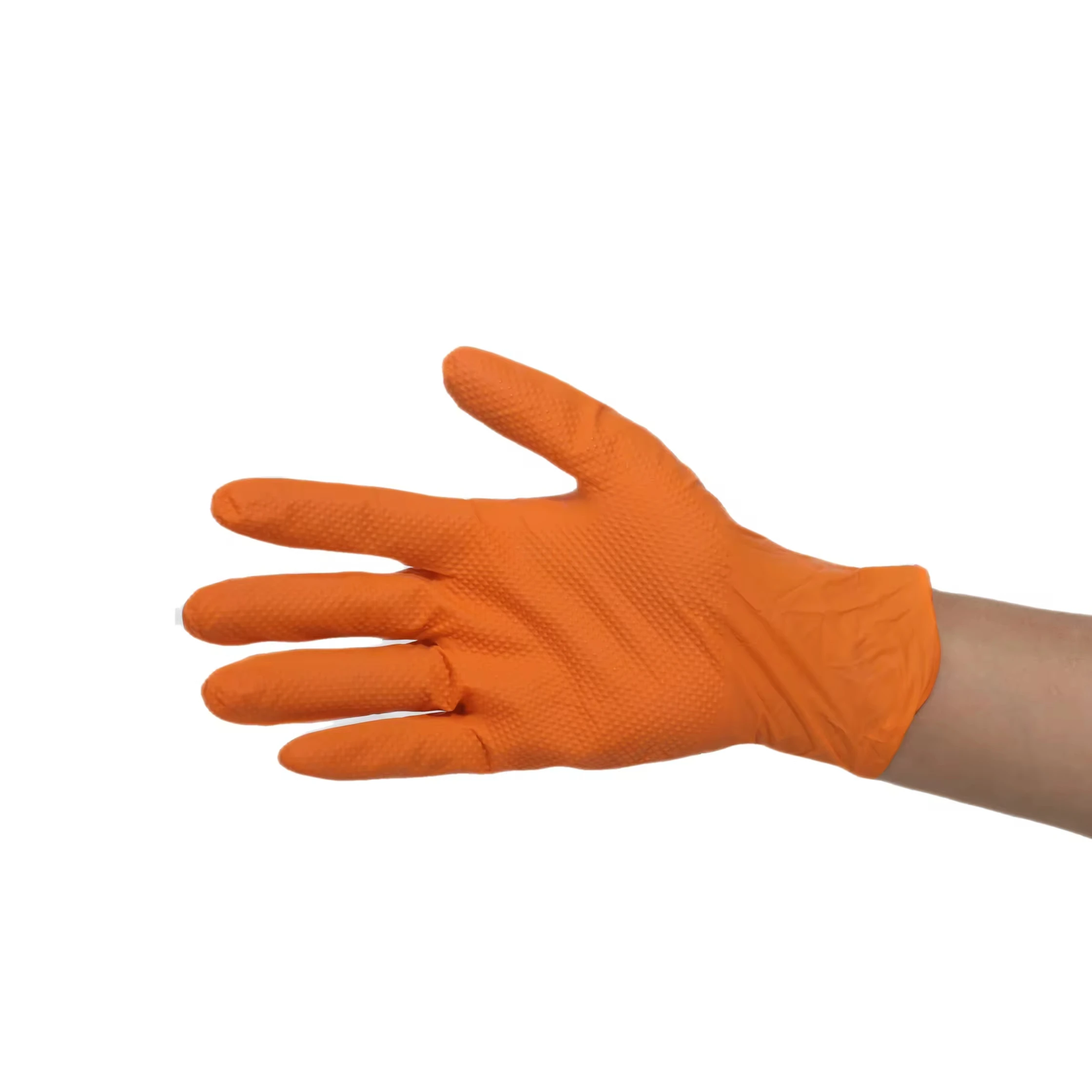 Mechanical Wholesale Price Examination Latex Free heavy work Black Nitrile Gloves Disposable Black Diamond grip nitrile gloves