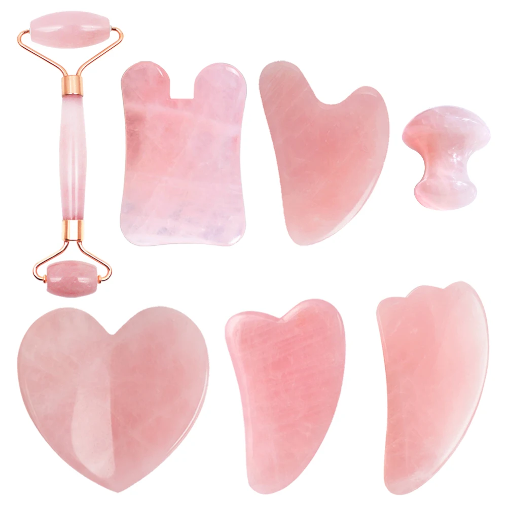 Pink Crystal Rose Quartz Mushroom Jade Gua Sha Facial Tool Relaxation Health Care Anti-wrinkle Face Beauty Massage Stone