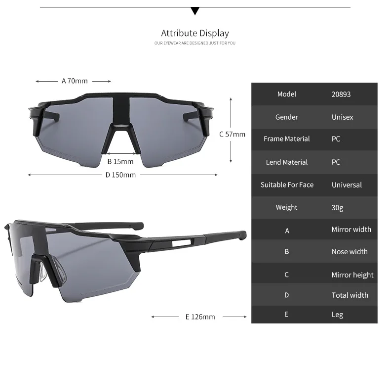 OEM Adult Cycling Youth Baseball Windproof Sunglasses for Running Golf Mountain Biking and Other Outdoor Sports