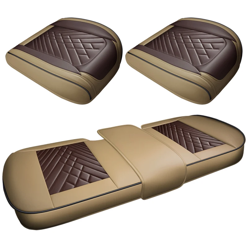 3 Packs Car Seat Covers 3D Front and Rear Car Seat Protector Universal PU Leather no back