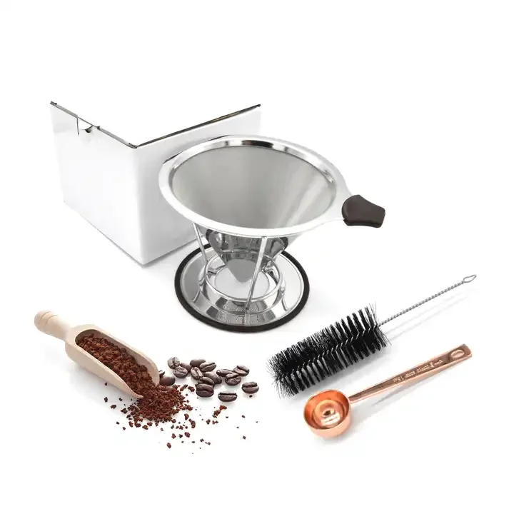 Hot sale Stainless Steel Manual Reusable Cone Filter Pour Over Coffee Dripper for Making Coffee