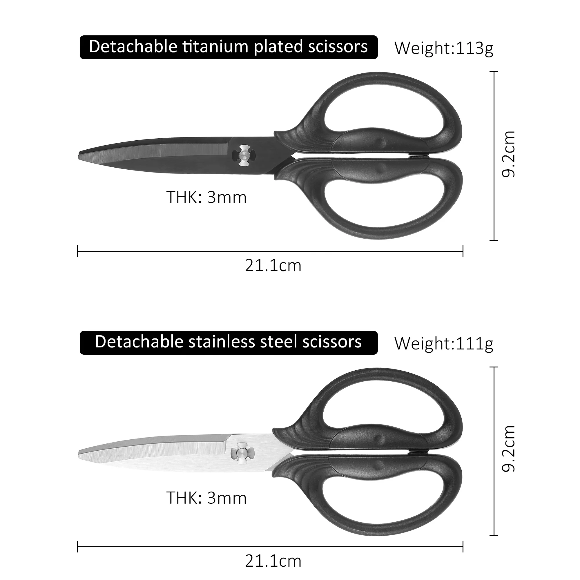 Heavy Duty Sharp Kitchen Shears Meat Scissor Titanium Coating Stainless Steel Kitchen Scissors