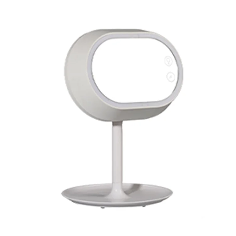 Personalised White Square Standing rotatable touch switch Fashionable chassis storage Plastic Makeup vanity LED mirror