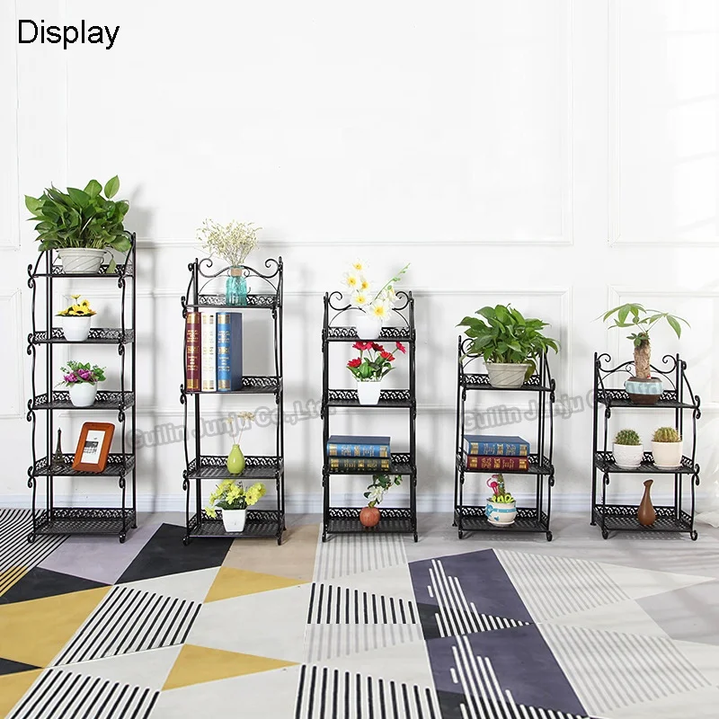 Folding Metal Storage Shelf 5 Layer for Living Room Kitchen Bathroom Corner