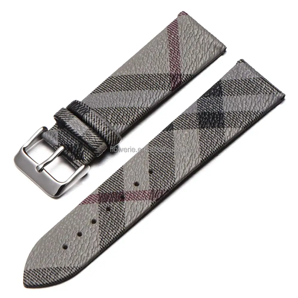 Genuine Leather Watch Band Calfskin Replacement Plaid Strap 14mm 16mm 18mm 20mm 22mm for Men and Women