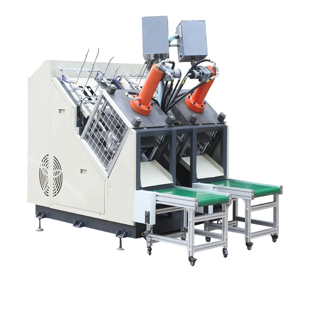 Automatic Hydraulic double line Paper Plate Making Machine, caton duplex silver cardboard tray forming equipment