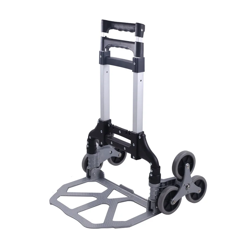 Portable foldable aluminium alloy stairs climbing shopping hand cart easy carry folding trolley push carts