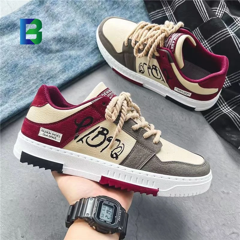 2024 New Arrival Hot Selling  leather Upper Rubber Sole sneaker Lace Up Running Walking styles Shoes for men