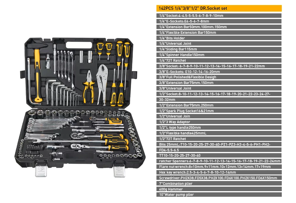 Vde GSFIXTOIP Home Hardware Portable Bike Motorcycle Heavy Duty Multi-purpose Mechanic Construction Tools Set Box Mechanic