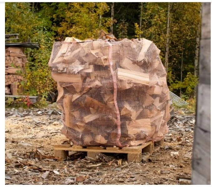 China tear resistant UV protection mesh fire wood bag for firewood kindling timber forest storage