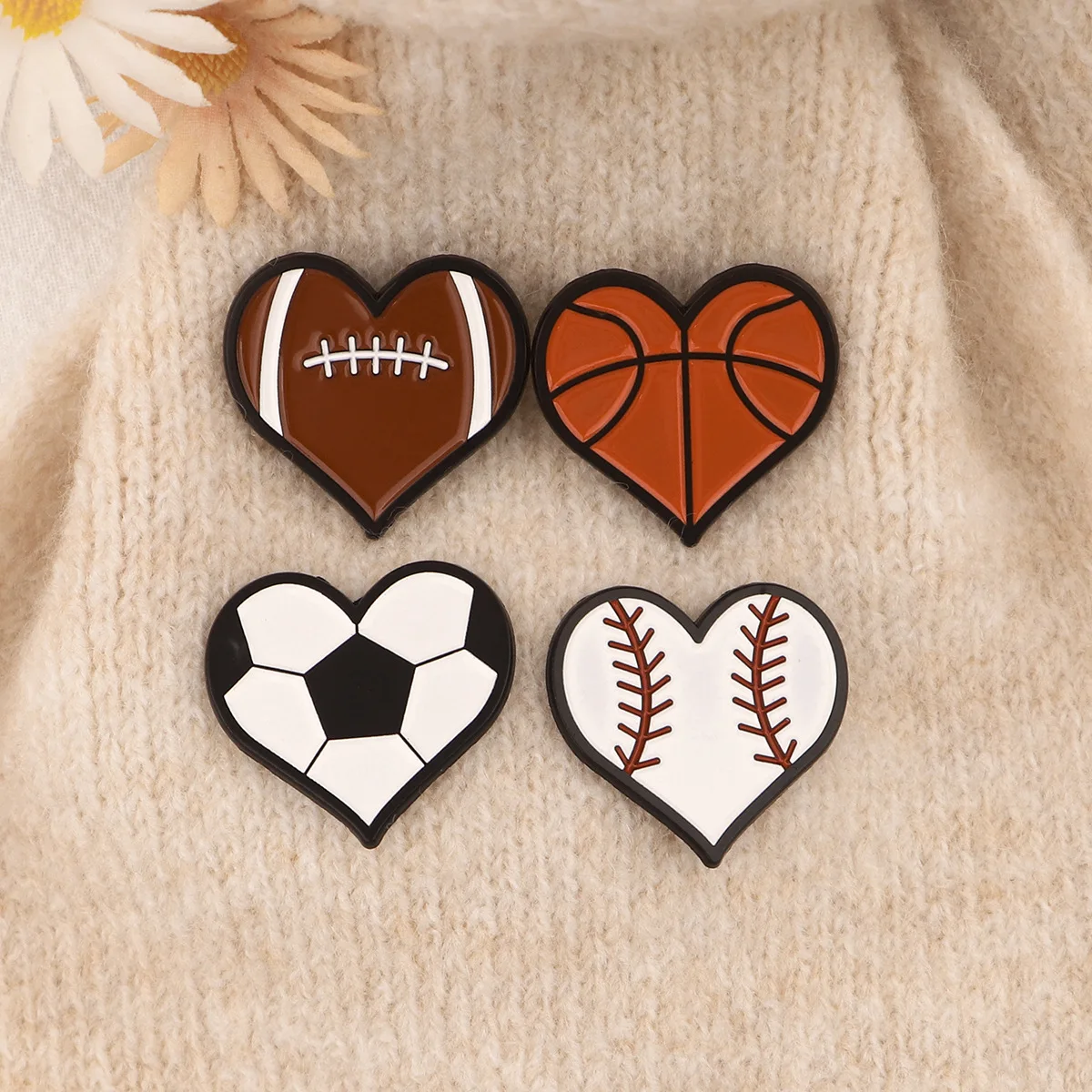Cheap Ball Games Creative Badge Basketball Soccer Baseball Football Rugby Lovers Brooch Custom Soft Enamel Pin
