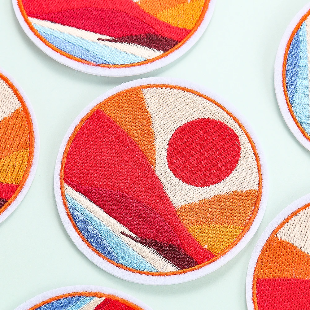 Eastern sunrise sunset red sun back tape can be ironed clothing holes decorative patch sewing supplies