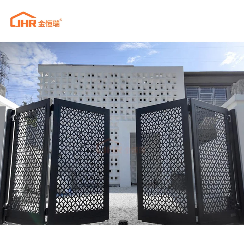 JHR House Aluminium Bifold Type Gate Villa Aluminum Electric Auto Sliding Folding Main Gates