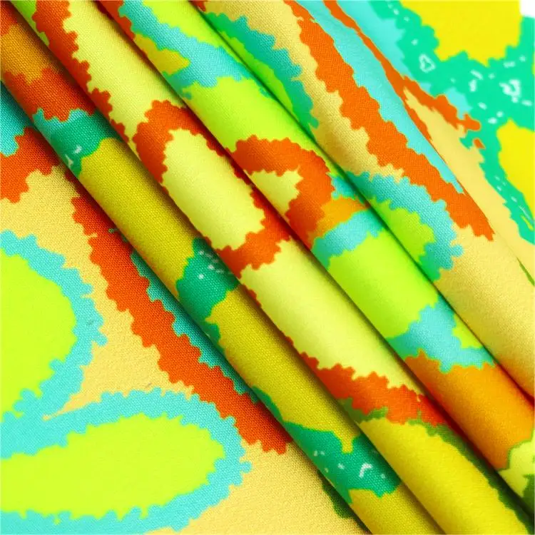 Summer Beach Garments Fabric 2-Way Printed Patterned Polyester Spandex Fabric