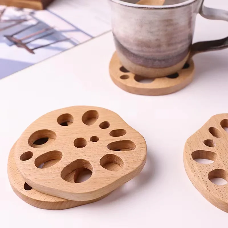 Custom Printing Eco Friendly Natural Round Bamboo Wooden Bar Beer Coffee Tea Cup Mug Drink Wood Coaster