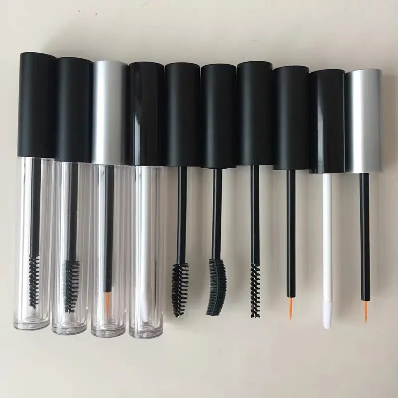 Empty 10ml Cosmetic Mascara Container with Lid Plastic Mascara Eyelash Tube Lipstick Tube with Brush
