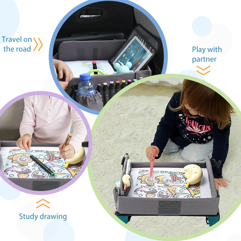 OEM Waterproof Kids Travel Tray with Tablet Holder for Kids CarSeat