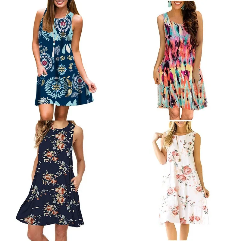 summer new v-neck chiffon printed flounces short sleeve dress beach dress