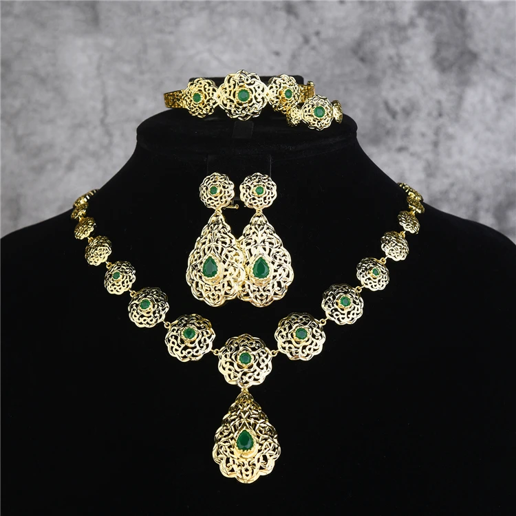 Wholesale Fashion Jewellery Accessories Four Piece Set Retro Necklace Earrings Bracelet Ring Jewelry Set