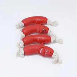 Wholesale Red Vinyl pet toy Hot Dog Squeaky puppy pet chew sausage dog toy