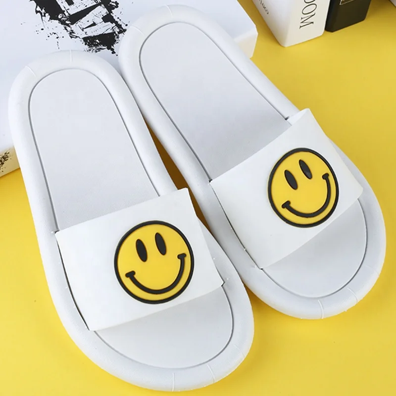 Latest Household Smile Face Slippers Lovers Shoes Summer Outdoors PVC Parent-child Family Slides Kids Sandals