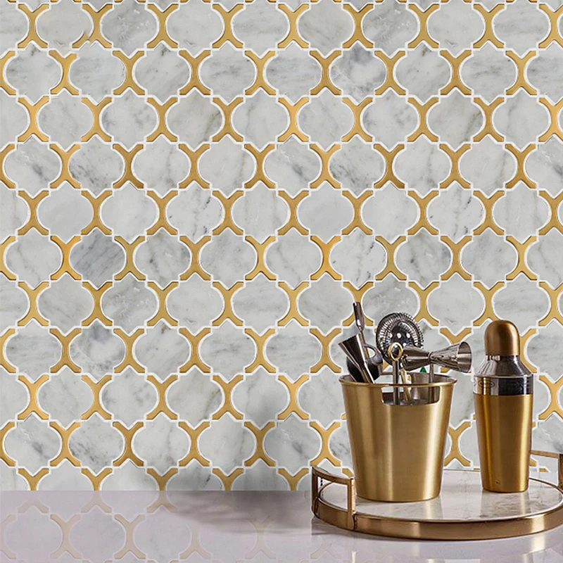 Glazed Wall Golden Ceramics Tiles Lantern Ceramic Mosaic Tile