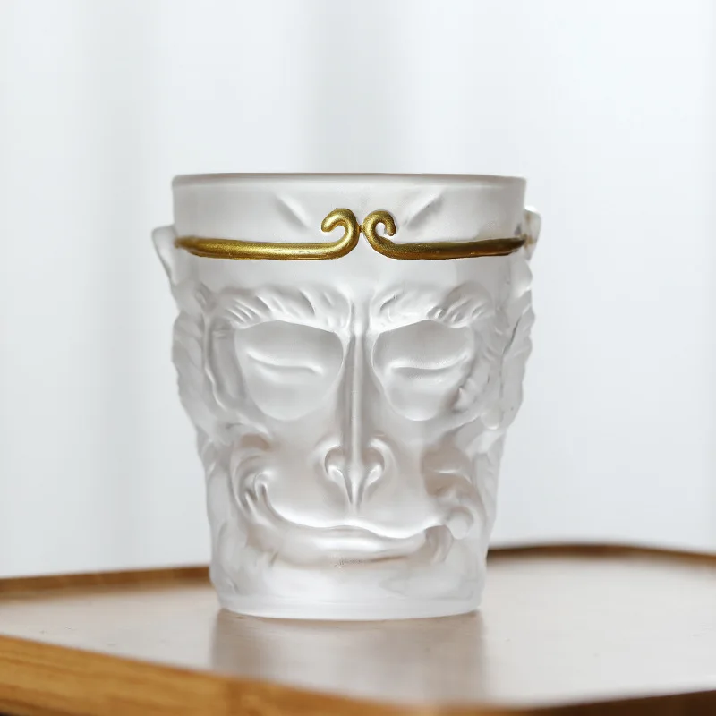 Creative New Design Glass Crystal Frosted Coffee Mug Home Bar Internet Celebrity Game Wukong Water Cup Monkey Cup