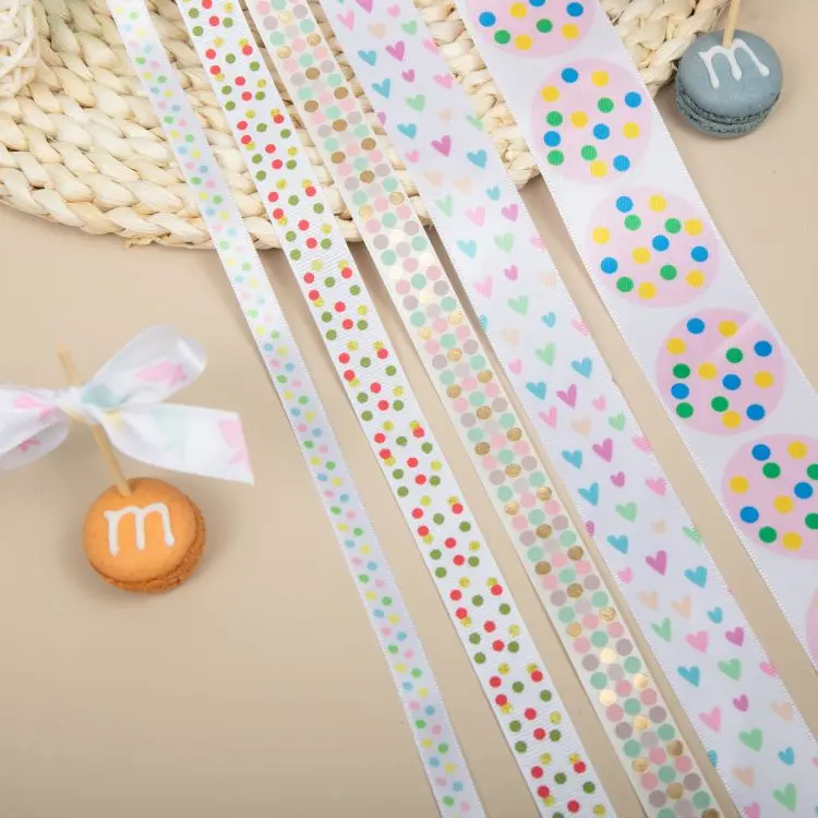 Custom printed Easter  day polyester 1cm satin ribbon webbing 3 Inch 75mm Wide Flamingo Printed Recycled Custom Ribbon For Hair