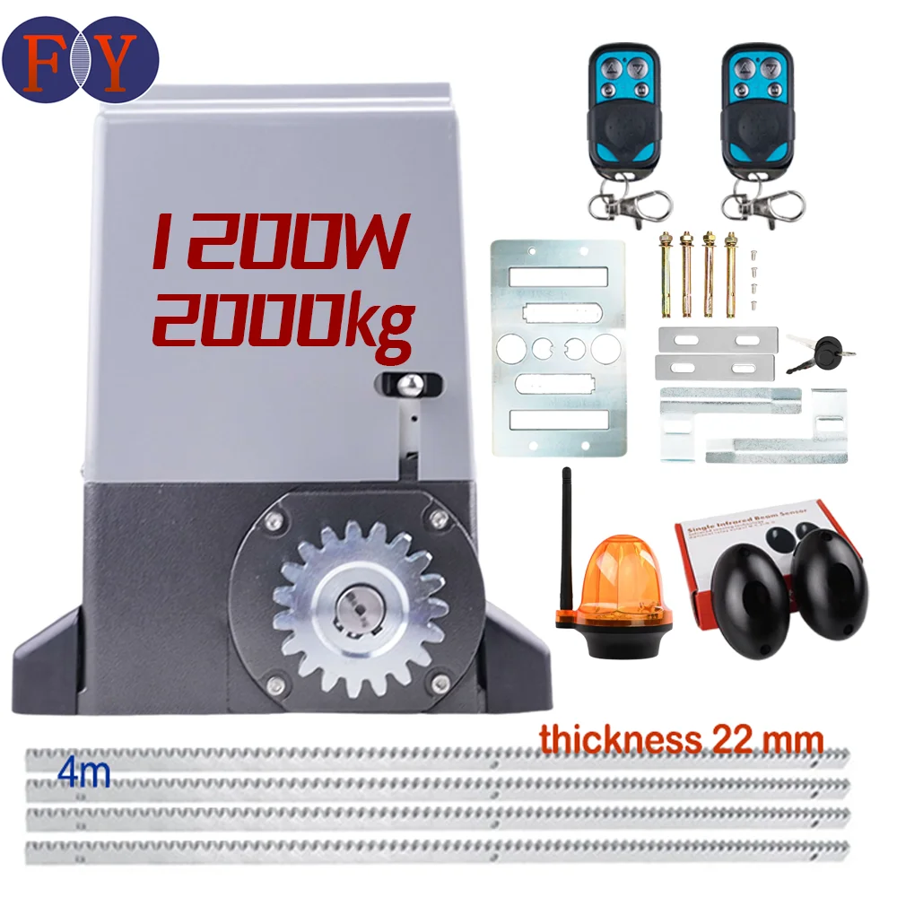 Heavy duty sliding gate opener 1200w 2000kg 110v spring loaded mechanical limit electric sliding door motor kit with accessories