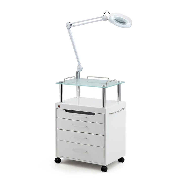Cosmetic Cart Beauty Trolley Medical Cart For Beauty Bed With LED Cold Light UV Ozone Disinfection Cabinet Tattoo Lamp