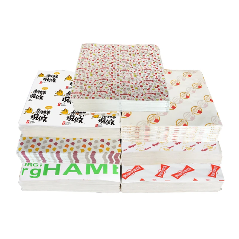 Custom Printed Logo food safe grade Burger Packaging Wrapping Paper, Greaseproof Wax food packing pape