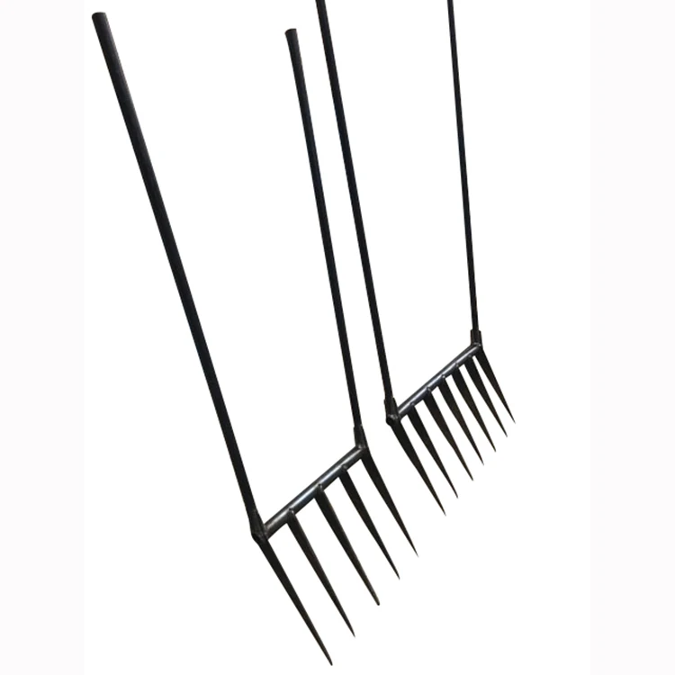 JH-Mech Garden Claw Weeder Flat 350mm 5 Tines Long Hardened High Manganese Steel Broadfork for Various Soils