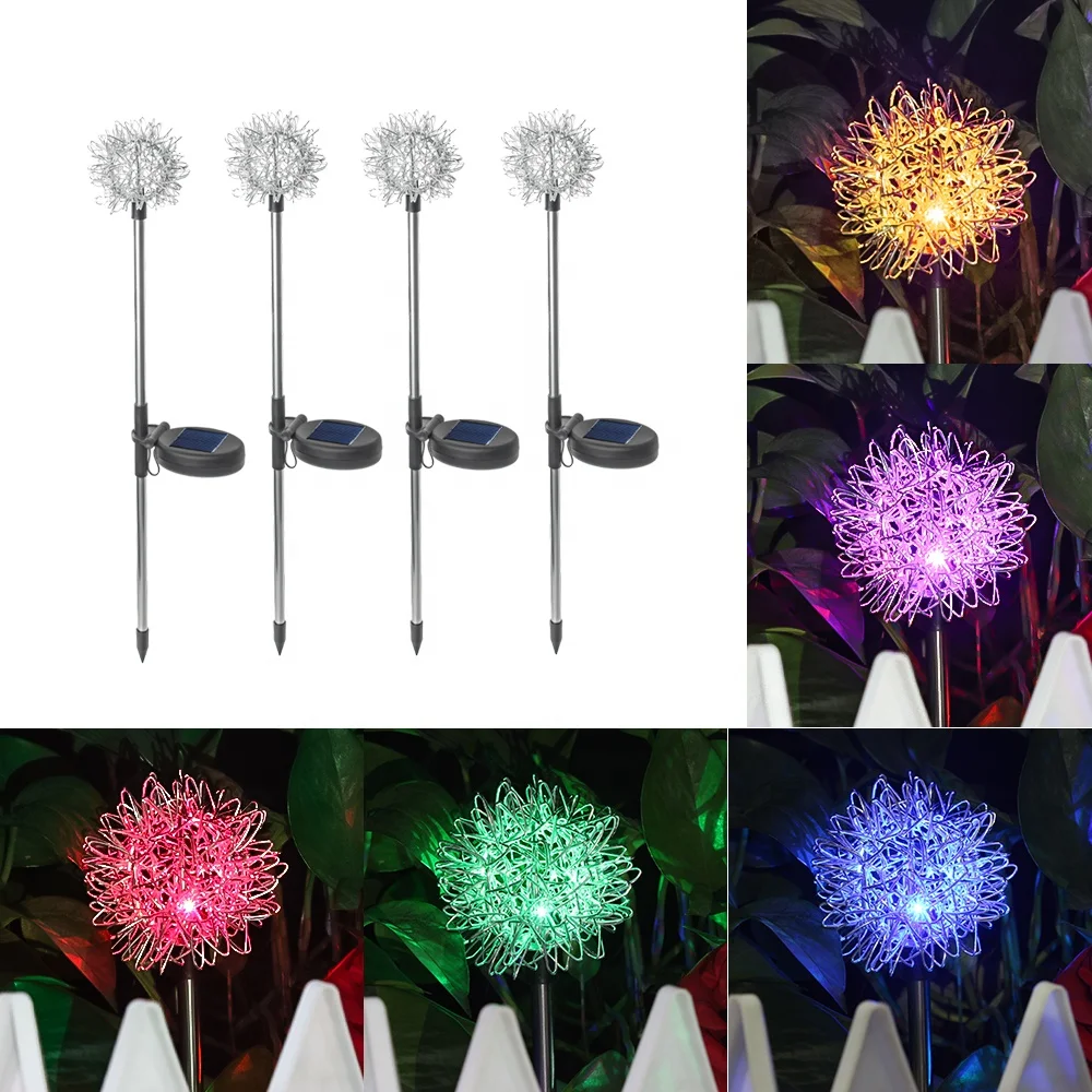 Factory Wholesale LED Flower Dandelion Multicolor Waterproof Stainless Steel Landscape Pathway Yard Flower Garden Lawn Lights